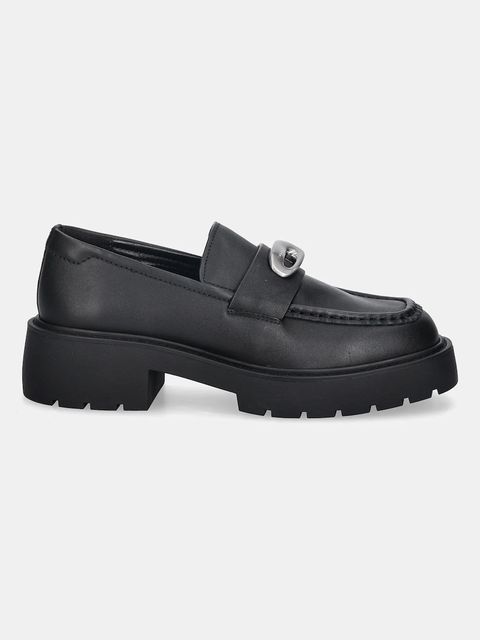 Calvin Klein mokasyny skórzane CHUNKY LOAFER LTH HW damskie kolor czarny na platformie YW0YW01912 - zdjęcie produktu nr 2