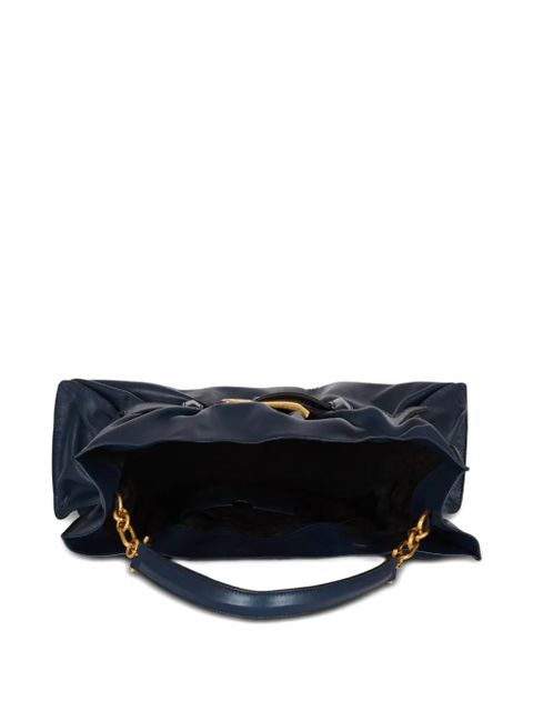 Balmain belted calfskin tote bag - Blue