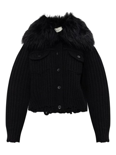Blumarine faux-fur-trim button-up jacket - Black - zdjęcie produktu nr 1