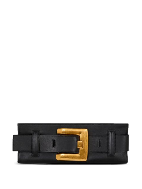 Balmain Anthem buckle-detail calfskin-leather clutch - Black - zdjęcie produktu nr 1