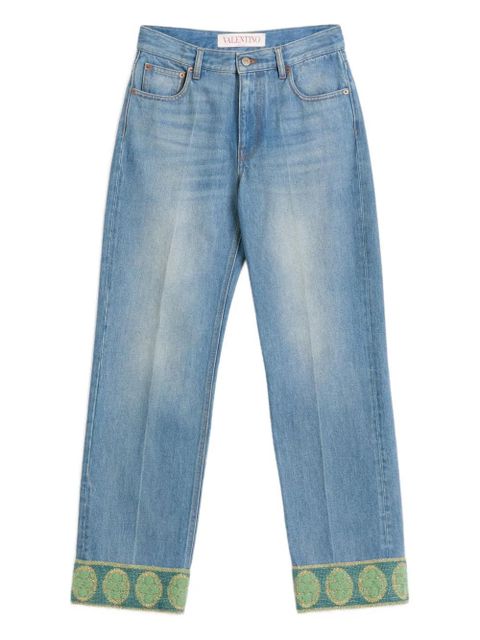 Valentino Garavani jacquard-trim jeans - Blue - zdjęcie produktu nr 1