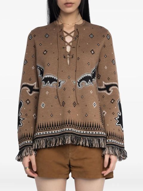 Zadig&Voltaire lace-up skull-print sweater - Neutrals