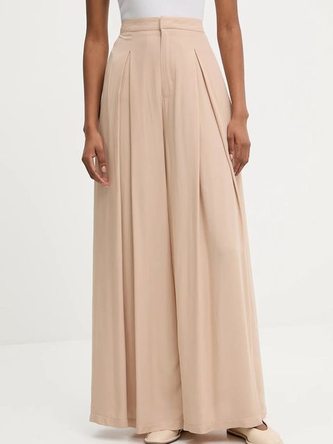 Answear.LAB spodnie damskie kolor beżowy szerokie high waist - zdjęcie produktu nr 1