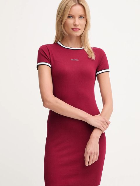 Calvin Klein Jeans sukienka kolor bordowy mini prosta LV047D202G - zdjęcie produktu nr 1