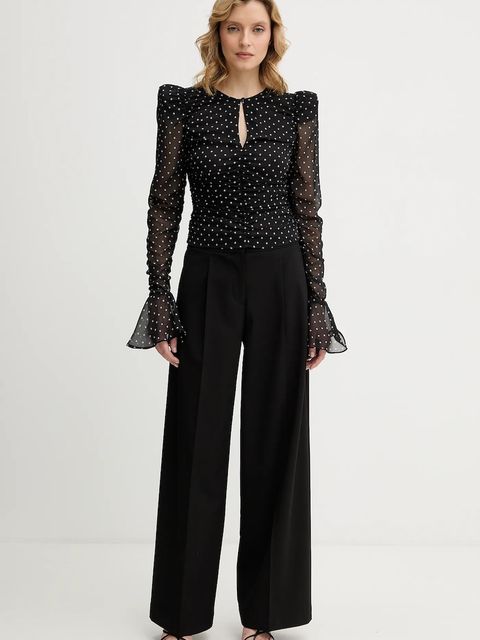 Rotate bluzka damska kolor czarny wzorzysta 115222000