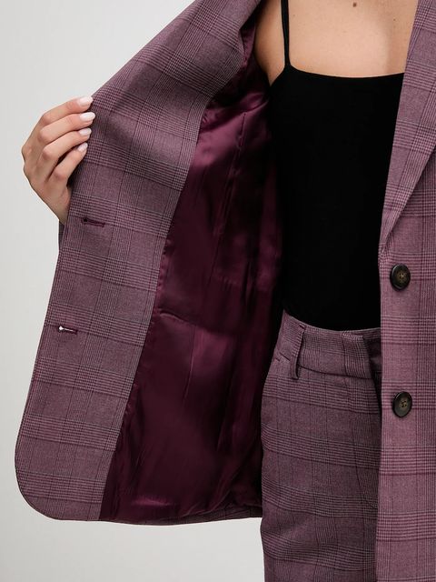 United Colors of Benetton marynarka kolor fioletowy jednorzędowa wzorzysta 2X8MDW02H