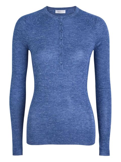 Gabriela Hearst Anges buttoned ribbed T-shirt - Blue - zdjęcie produktu nr 1