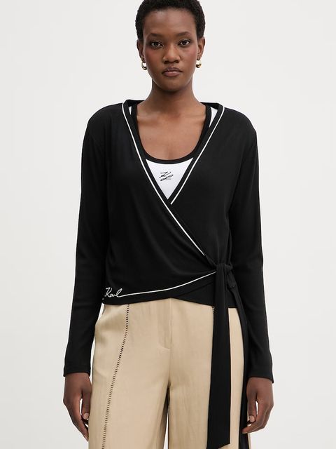 Karl Lagerfeld longsleeve damski z wiskozy - zdjęcie produktu nr 2