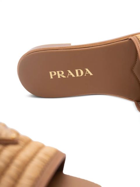 Prada triangle-logo interwoven sandals - Neutrals