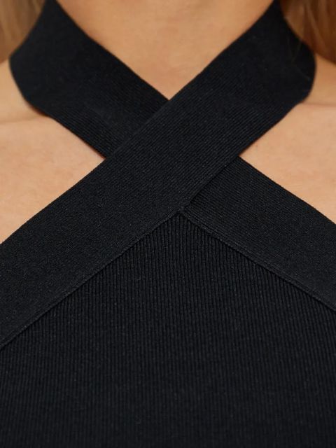 Cult Gaia cross-neck ribbed top - Black