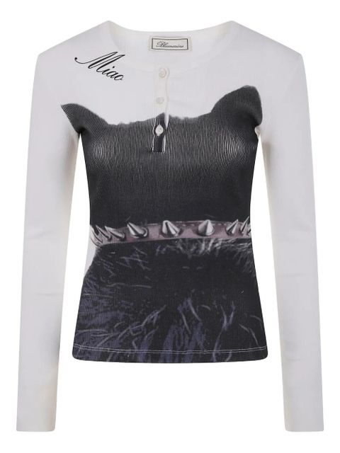 Blumarine cat-print ribbed top - Black - zdjęcie produktu nr 1