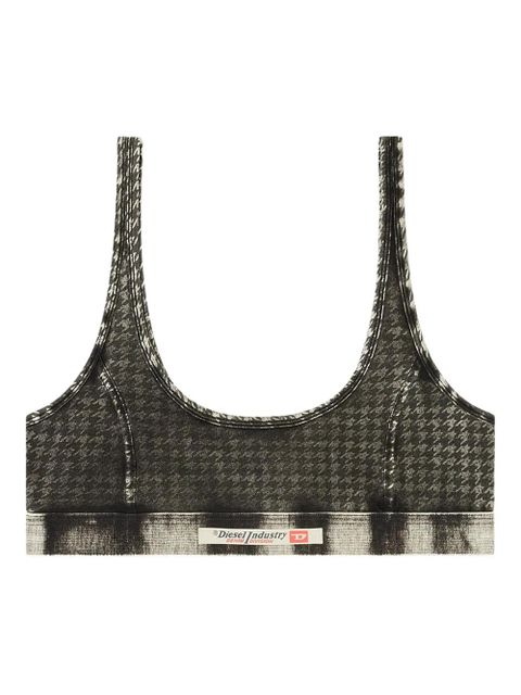 Diesel Ariel Dnm houndstooth print cotton bra - Grey - zdjęcie produktu nr 1