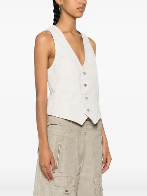 Zadig&Voltaire Emilie crinkled leather waistcoat - Neutrals