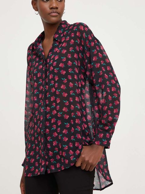 Answear.LAB koszula damska kolor czarny relaxed z kołnierzykiem klasycznym