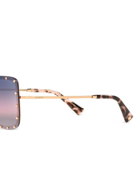 Valentino Eyewear crystal-studs square-frame sunglasses - Blue