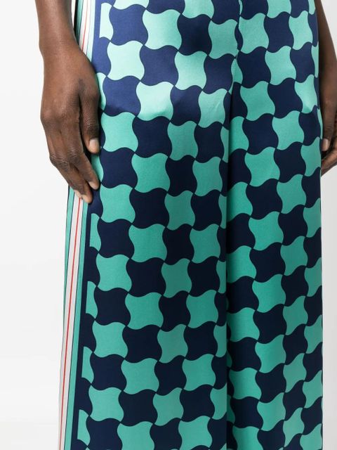 Casablanca Pool Tile silk wide-leg trousers - Blue