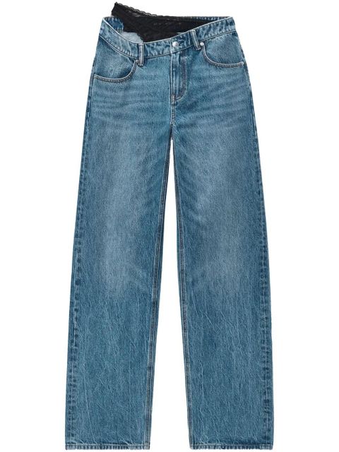Alexander Wang asymmetrical waistband lace jeans - Blue - zdjęcie produktu nr 1