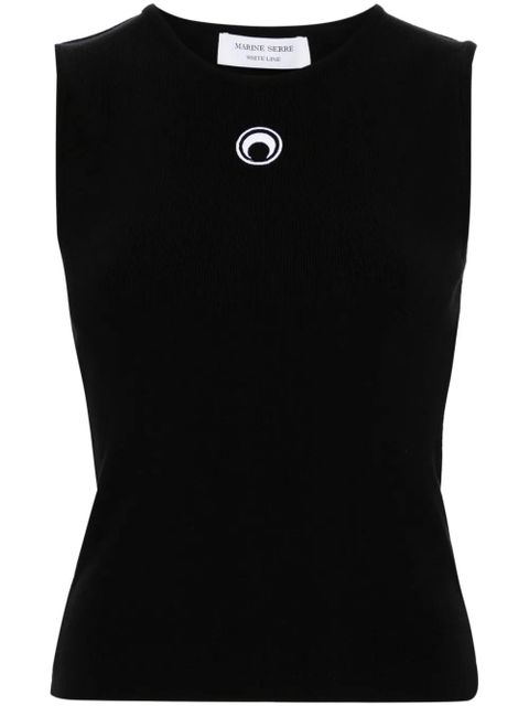 Marine Serre Crescent Moon-embroidered tank top - Black - zdjęcie produktu nr 1