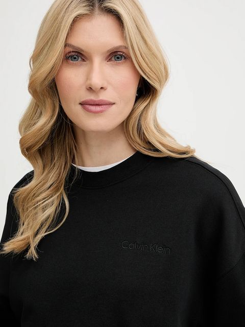 Calvin Klein bluza bawełniana damska kolor czarny z aplikacją LV044C209G