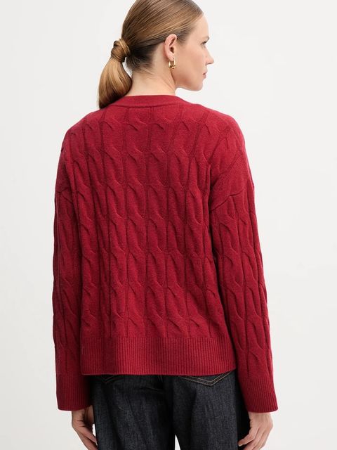 Tommy Hilfiger kardigan wełniany kolor bordowy WW0WW43089