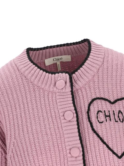 Chloé heart ribbed cardigan - Pink