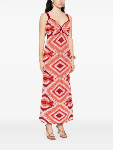 Johanna Ortiz Vintage Affair geometric-pattern midi dress - Red