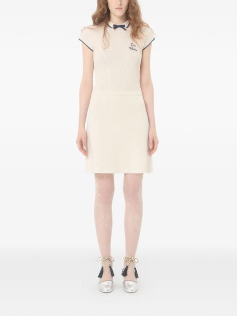 Valentino Garavani bow knitted mini dress - Neutrals