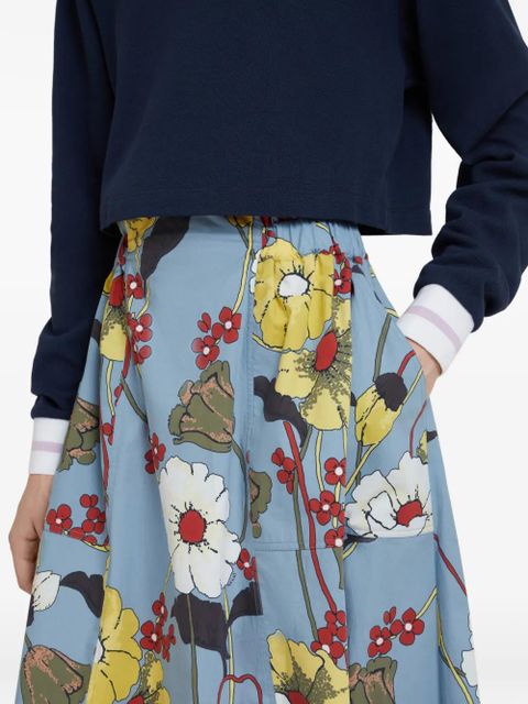 Marni flared floral midi skirt - Blue