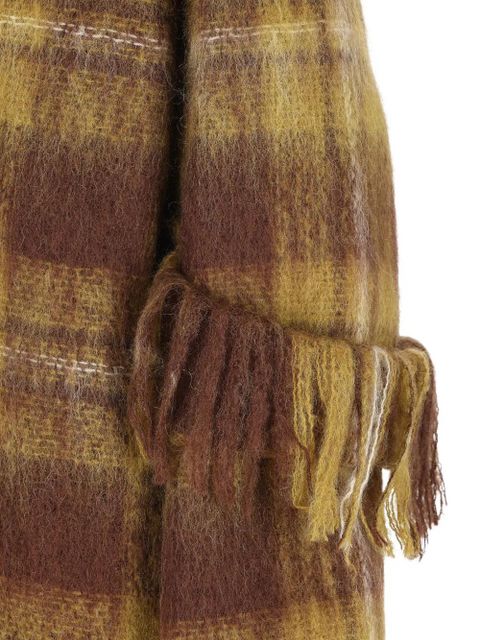 LOEWE plaid fringed coat - Brown