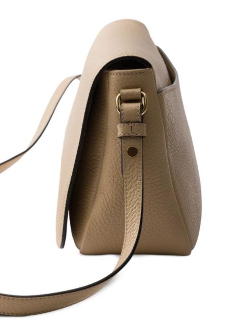 Prada logo-plaque flap leather shoulder bag - Neutrals