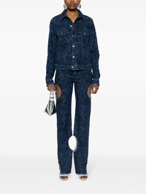 Off-White Tattoo embroidered denim jacket - Blue