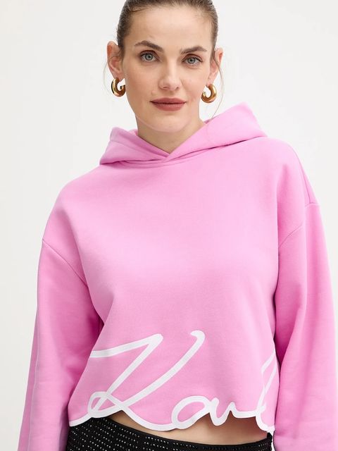 Karl Lagerfeld bluza damska kolor różowy z aplikacją A4W20039