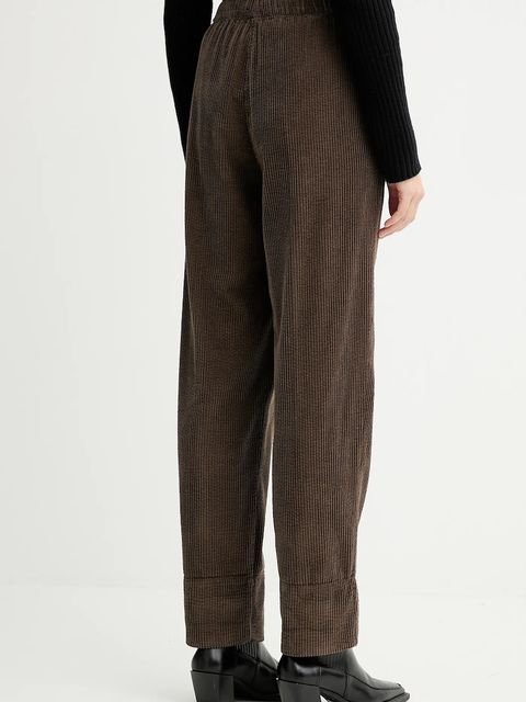 American Vintage spodnie sztruksowe kolor szary proste high waist PADO137