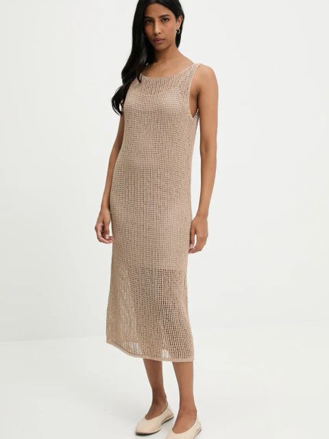 Answear.LAB sukienka kolor brązowy mini dopasowana