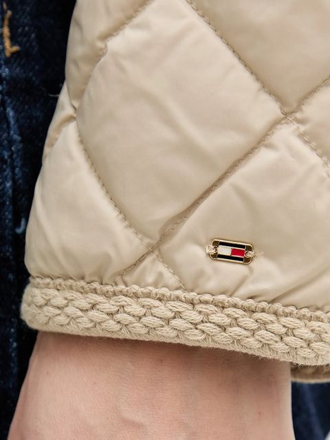 Tommy Hilfiger kurtka puchowa kolor beżowy przejściowa WW0WW47449