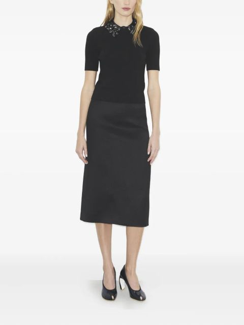 Tory Burch embellished-collar short-sleeve top - Black - zdjęcie produktu nr 2