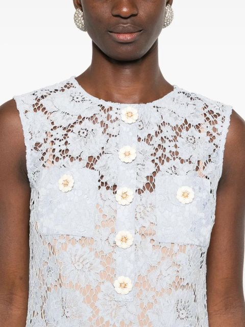 Self-Portrait fine-lace mini dress - Blue