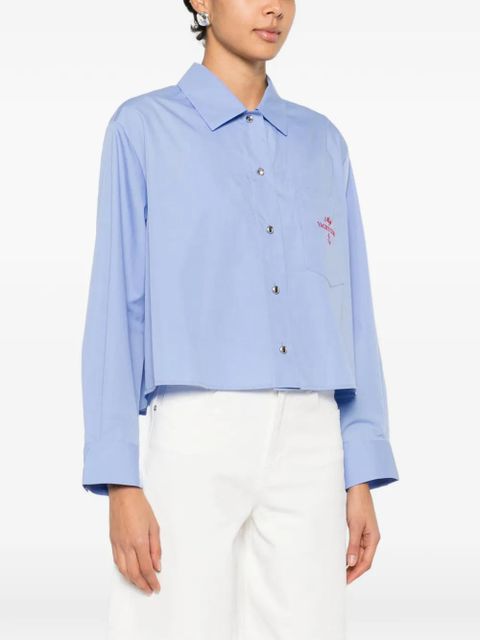 Maje logo-embroidery shirt - Blue