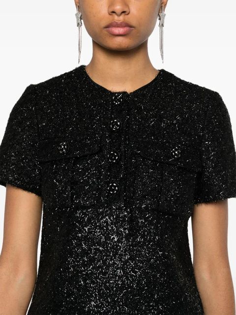 Self-Portrait bouclé top - Black