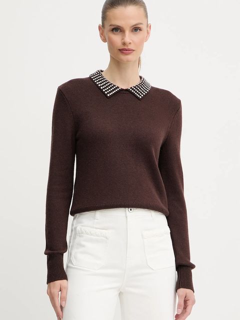 Pinko sweter z domieszką wełny damski kolor brązowy 105530 A2S4 - zdjęcie produktu nr 1