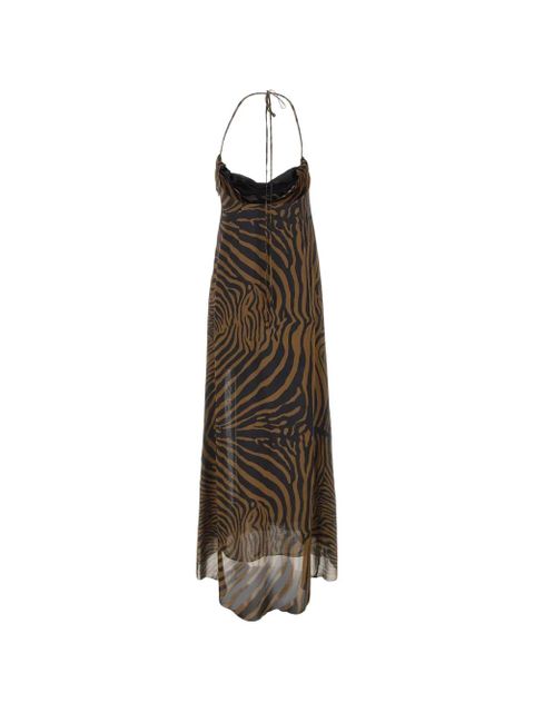 Blumarine zebra-print draped maxi dress - Brown - zdjęcie produktu nr 2