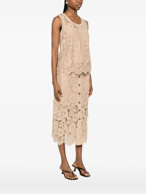 TWINSET lace-detail scalloped top - Neutrals