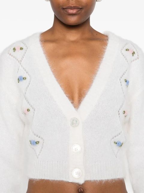Alessandra Rich floral-embroidered cardigan - Neutrals