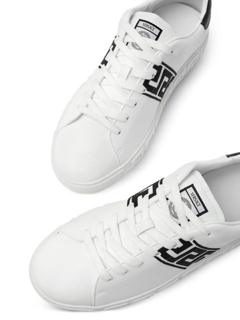 Versace greca embroidered sneakers - White