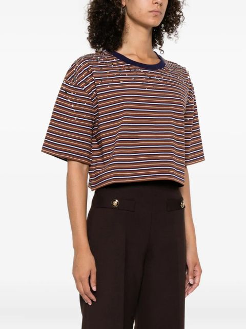 SANDRO striped T-shirt - Brown