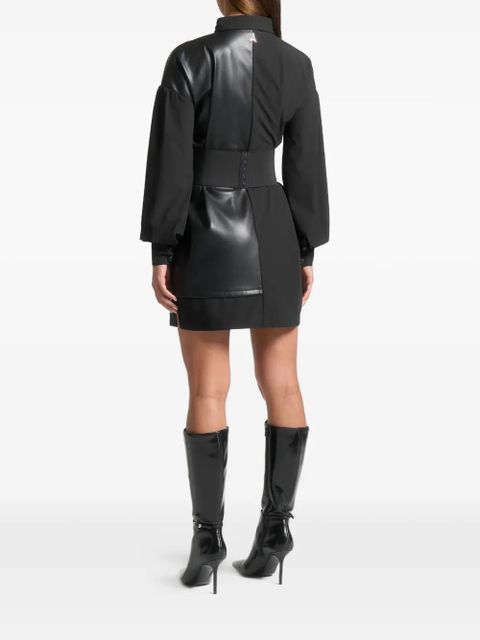 Manière De Voir panelled cinch-waistband shirt mini dress - Black