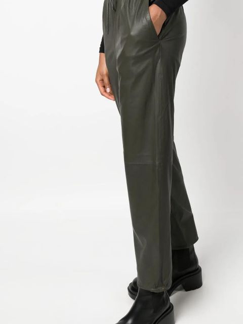 Yves Salomon drawstring-waist lambskin trousers - Green