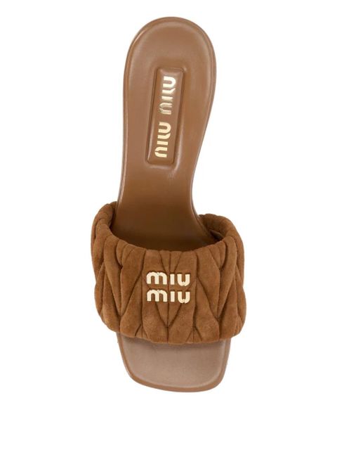 Miu Miu 55mm matelassé-motif leather sandals - Brown - zdjęcie produktu nr 2