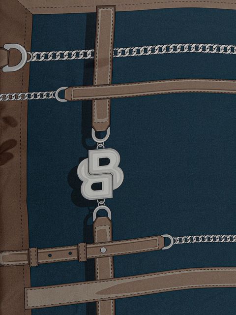 BOSS apaszka jedwabna Lainy kolor granatowy wzorzysta 50536118 - zdjęcie produktu nr 2