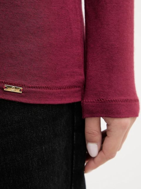 United Colors of Benetton longsleeve z domieszką kaszmiru kolor bordowy 3LRU3M076